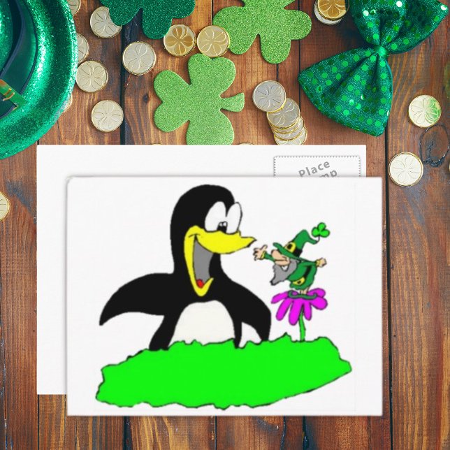 Penguin and Leprechaun Postcard (Penguin and Leprechaun Postcard)