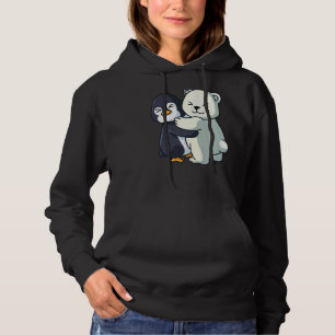 Penguin And Polar Bear Cute Animal Hugging Women Hoodie
