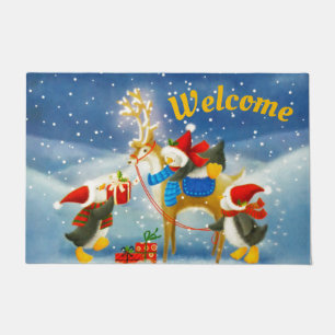 Penguin and Reindee Doormat