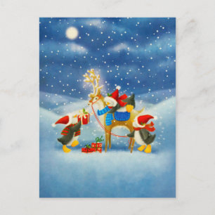 Penguin and Reindeer Postcard