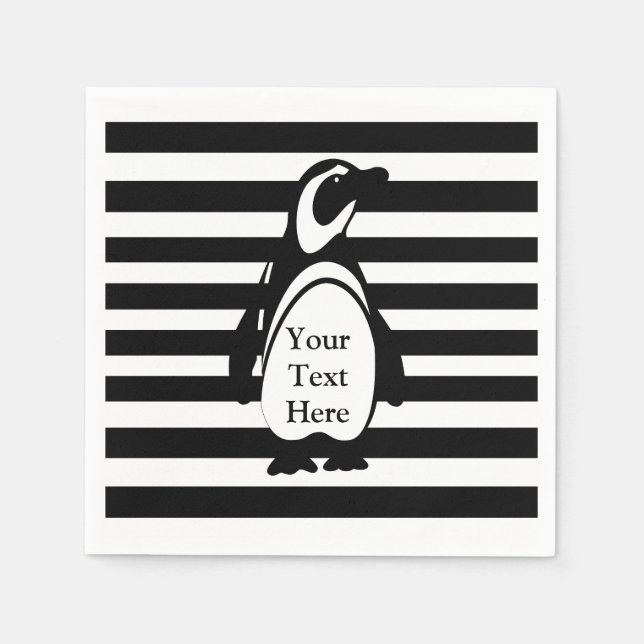 Penguin and Stripes Napkin (Front)