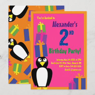 Penguin Animal Kid's Birthday Party Invitations