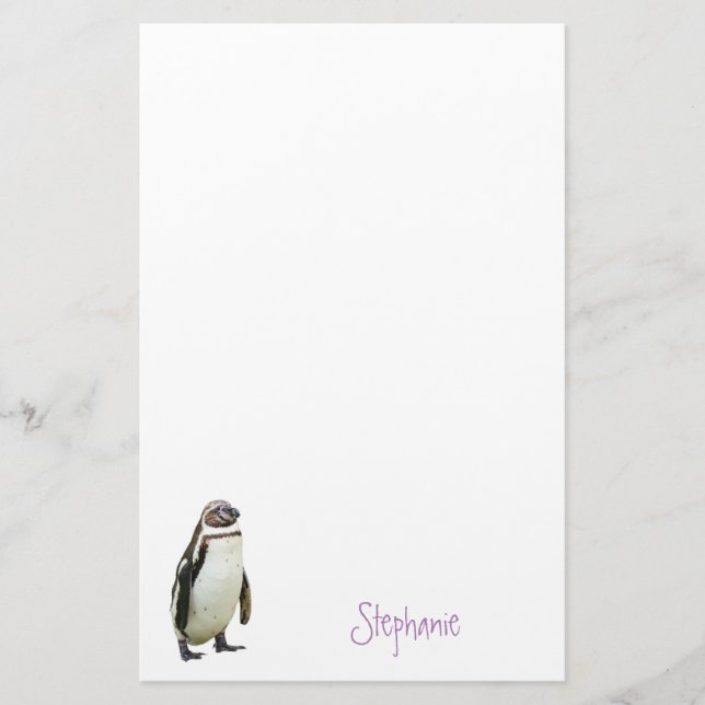 Penguin Animal Personalized Name Stationery (Front)