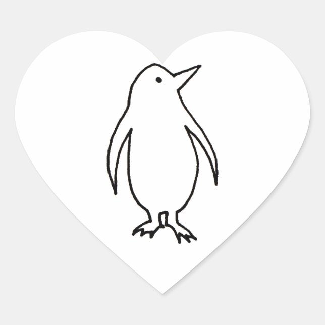 Penguin art original line drawing fresh and simple heart sticker (Front)