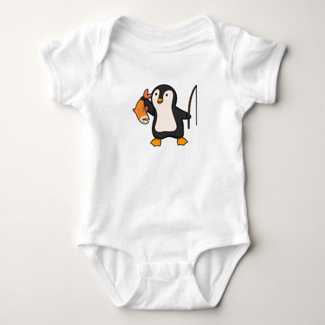 Penguin as Angler with Fish Baby Bodysuit (Front)