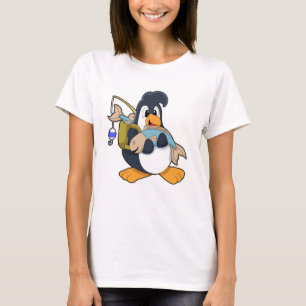 Penguin as Angler with Fish T-Shirt