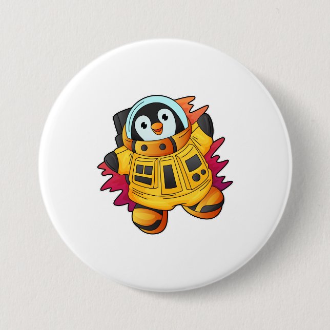 Penguin as Astronaut in Suit 3 Inch Round Button (Front)