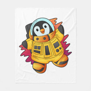 Penguin as Astronaut in Suit Fleece Blanket