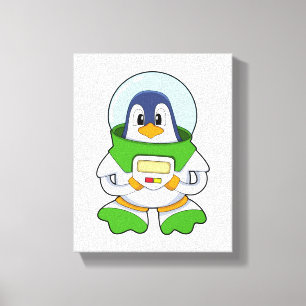Penguin as Astronaut with Costume Canvas Print