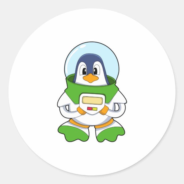Penguin as Astronaut with Costume Classic Round Sticker (Front)