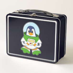 Penguin as Astronaut with Costume Metal Lunch Box