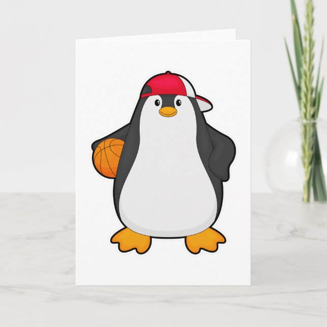 Penguin as Basketball player with Basketball ball Card (Front)