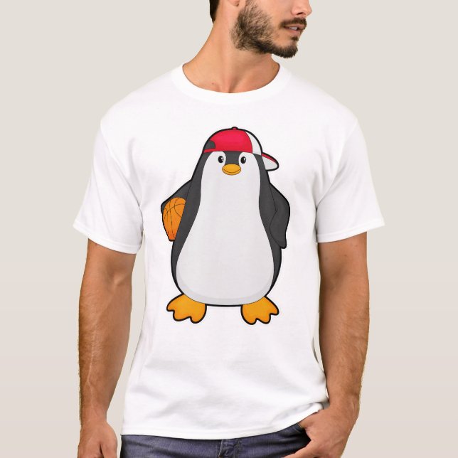 Penguin as Basketball player with Basketball ball T-Shirt (Front)