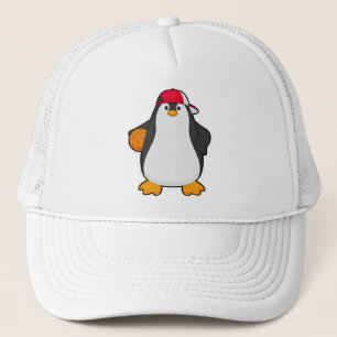 Penguin as Basketball player with Basketball ball Trucker Hat