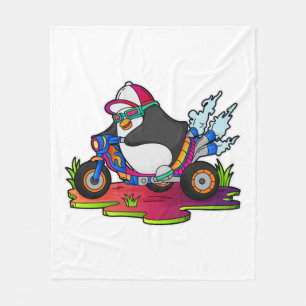 Penguin as Biker with Motorcycle Fleece Blanket