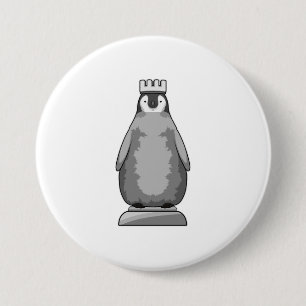 Penguin as Chess piece King 3 Inch Round Button