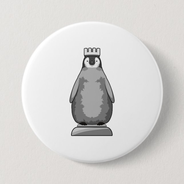 Penguin as Chess piece King 3 Inch Round Button (Front)