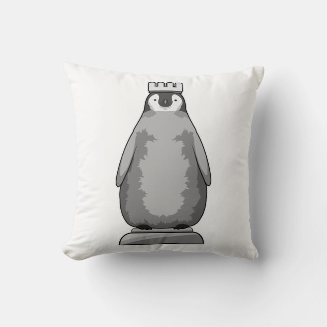 Penguin as Chess piece King Throw Pillow (Front)