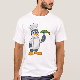Penguin as Cook with Fish & Cooking apron T-Shirt