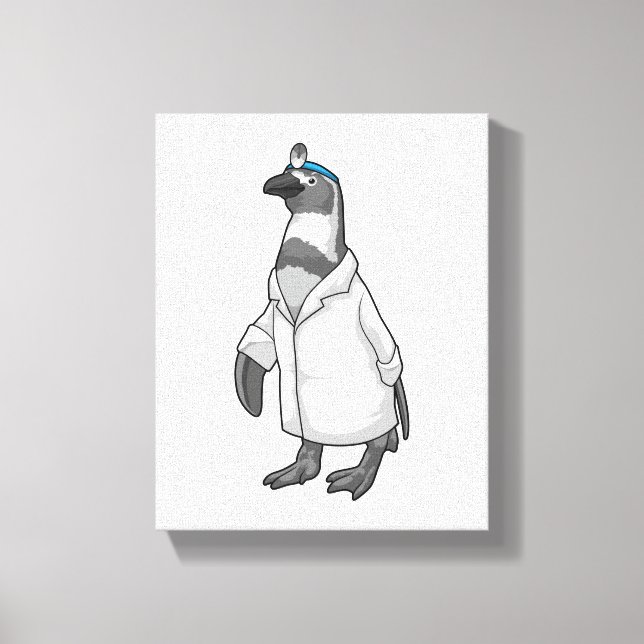 Penguin as Doctor with Doctor's coat Canvas Print (Front)