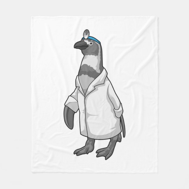 Penguin as Doctor with Doctor's coat Fleece Blanket (Front)
