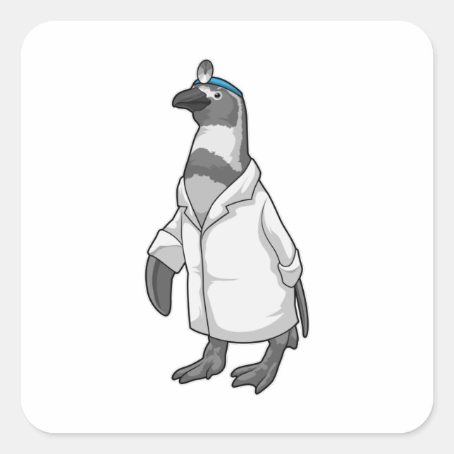 Penguin as Doctor with Doctor's coat Square Sticker (Front)