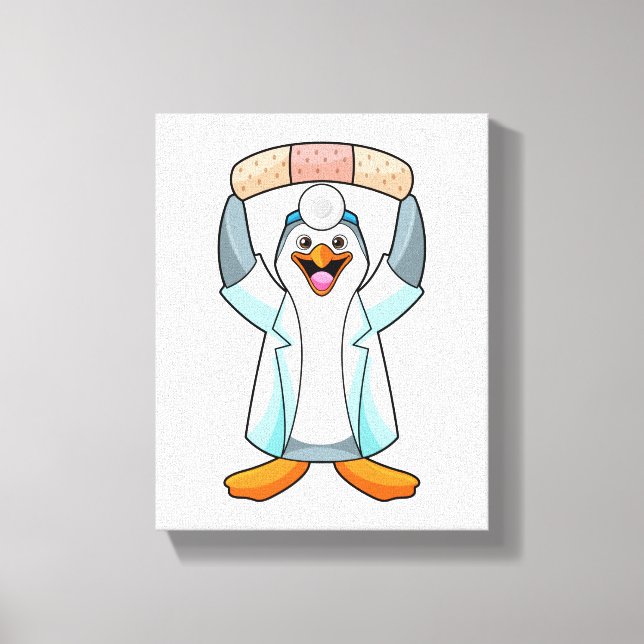 Penguin as Doctor with Plaster Canvas Print (Front)