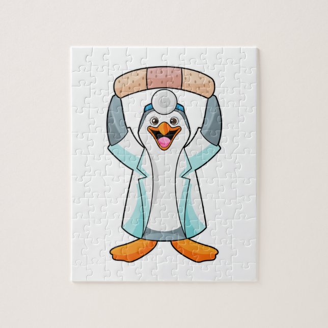 Penguin as Doctor with Plaster Jigsaw Puzzle (Vertical)