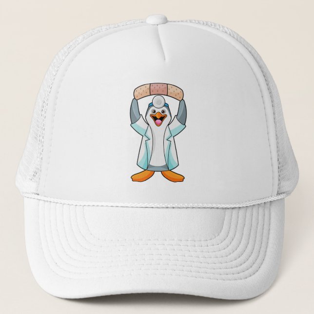 Penguin as Doctor with Plaster Trucker Hat (Front)