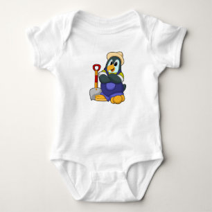 Penguin as Farmer with Shovel Baby Bodysuit