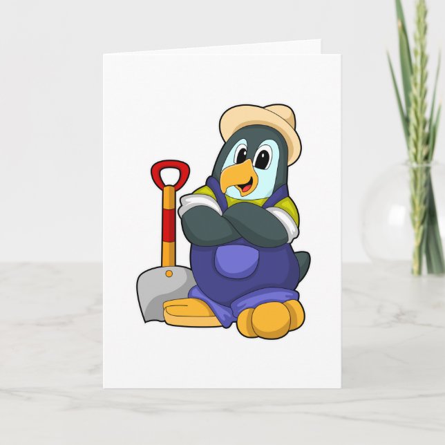 Penguin as Farmer with Shovel Card (Front)