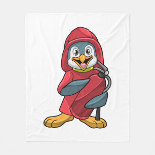 Penguin as Firefighter with Extinguisher Fleece Blanket
