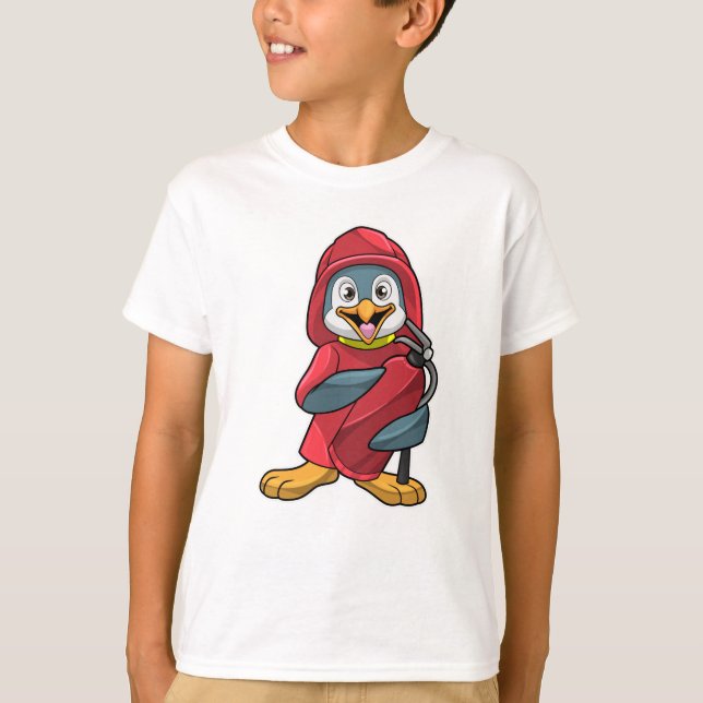 Penguin as Firefighter with Fire extinguisher T-Shirt (Front)