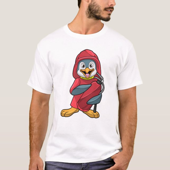 Penguin as Firefighter with Fire extinguisher T-Shirt (Front)