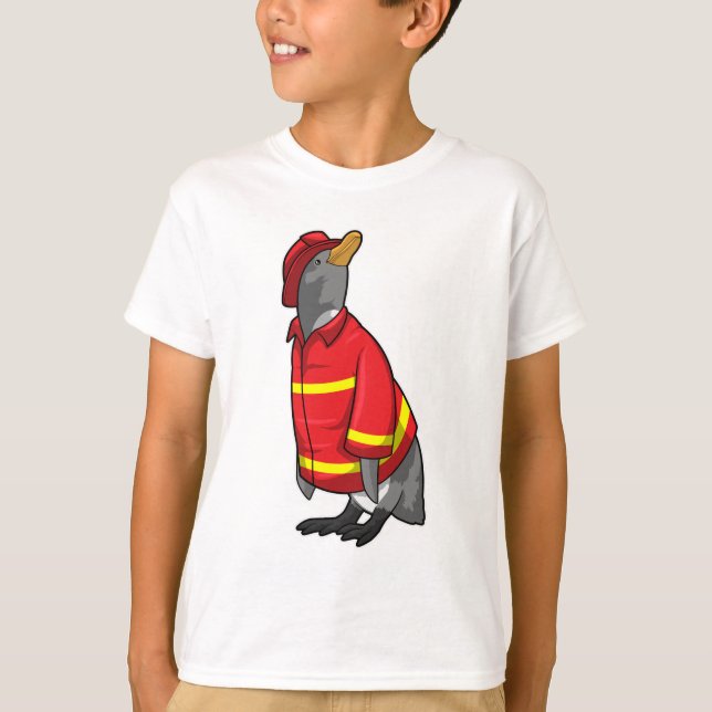 Penguin as Firefighter with Helmet T-Shirt (Front)