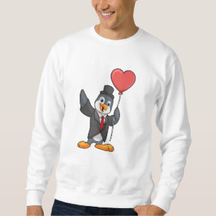 Penguin as Groom with Heart Ballon Sweatshirt
