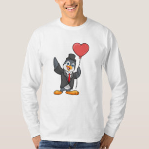 Penguin as Groom with Heart Ballon T-Shirt