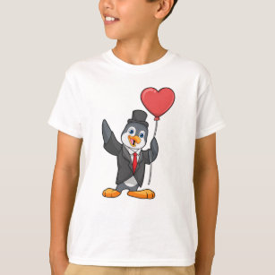 Penguin as Groom with Heart Ballon T-Shirt