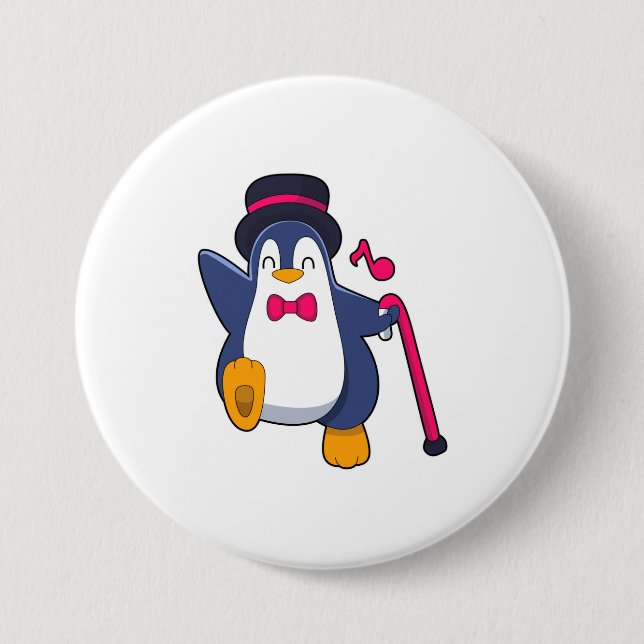 Penguin as Groom with Tie 3 Inch Round Button (Front)