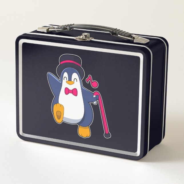 Penguin as Groom with Tie Metal Lunch Box (Front)