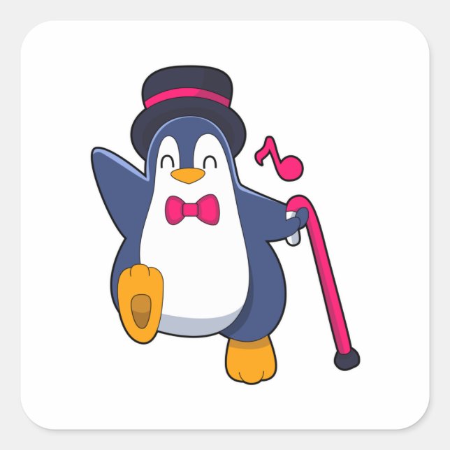 Penguin as Groom with Tie Square Sticker (Front)