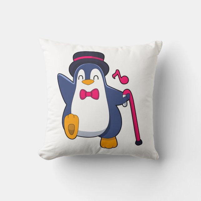Penguin as Groom with Tie Throw Pillow (Front)