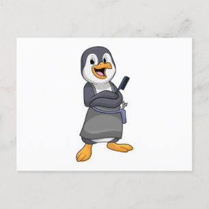 Penguin as Hair stylist with Comb Postcard