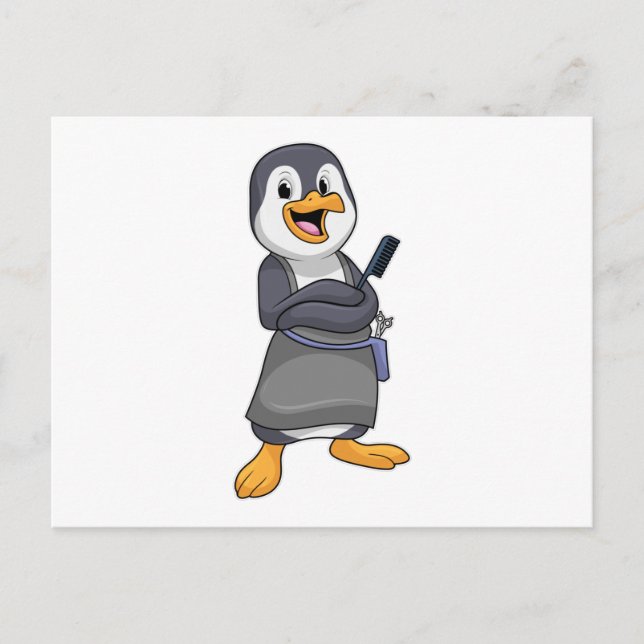 Penguin as Hair stylist with Comb Postcard (Front)