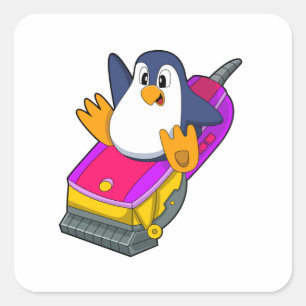 Penguin as Hairdresser with Razor Square Sticker