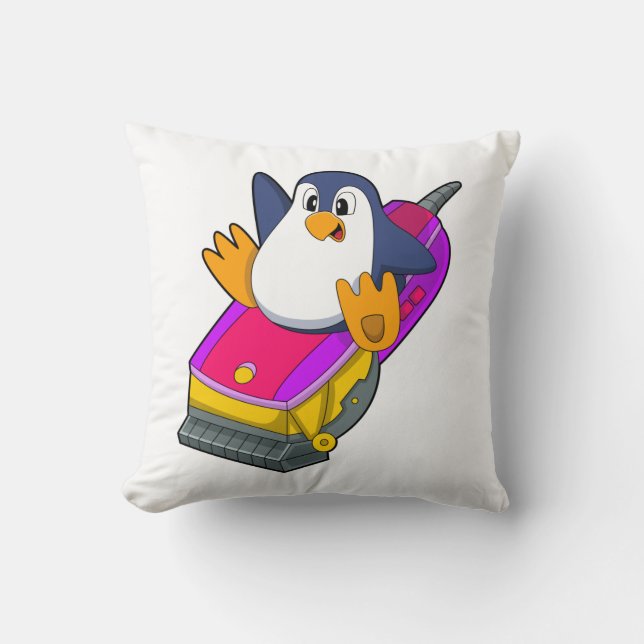 Penguin as Hairdresser with Razor Throw Pillow (Front)