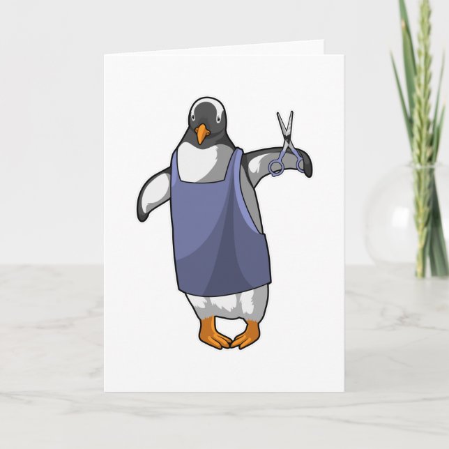 Penguin as Hairdresser with Scissors Card (Front)