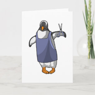 Penguin as Hairdresser with Scissors Card