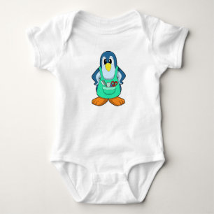 Penguin as Hairdresser with Scissors & Razor Baby Bodysuit