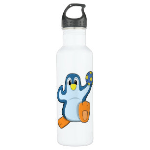 Penguin as Handball player with Handball 710 Ml Water Bottle